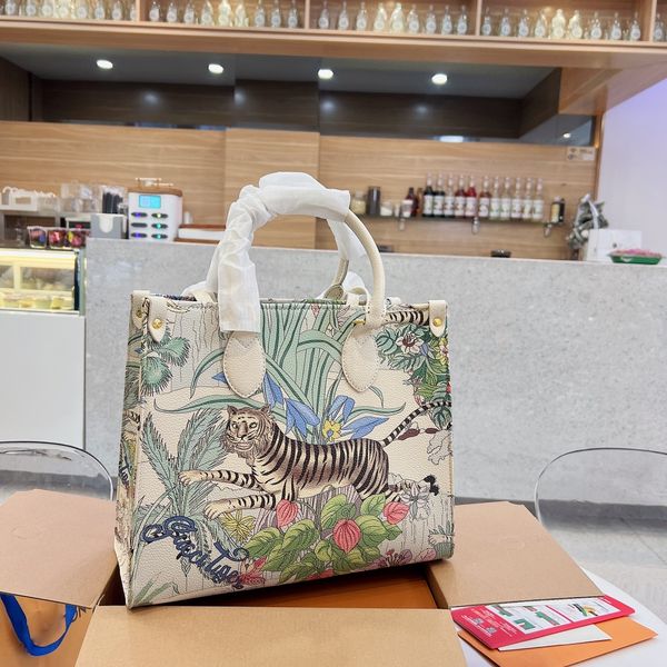 fashion handbags women tote bags with tiger and flower print white leather medium shoulder bag
fashion handbags women tote bags with tiger and flower print white leather medium shoulder bag