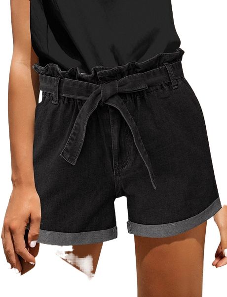 women casual mid waist ripped roll hem jeans denim shorts a7do#, White;black
women casual mid waist ripped roll hem jeans denim shorts a7do#, White;black