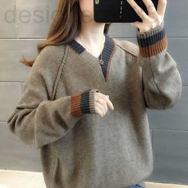 women's knits & tees designer lazy style v-neck sweater sweater women's autumn color matching loose bottomed 89u2, White
women's knits & tees designer lazy style v-neck sweater sweater women's autumn color matching loose bottomed 89u2, White