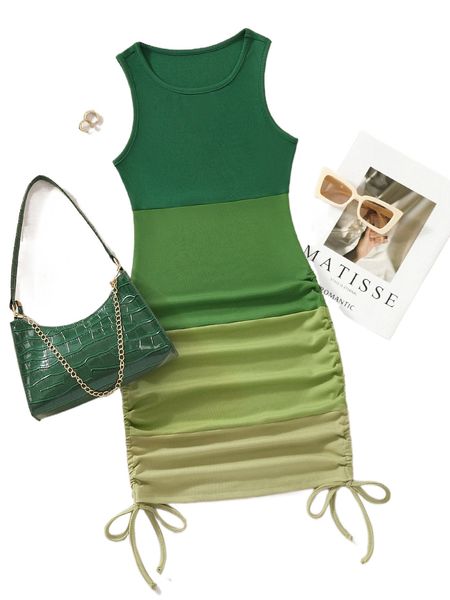 colorblock rib-knit drawstring side bodycon dress c5w8#, Black;gray
colorblock rib-knit drawstring side bodycon dress c5w8#, Black;gray