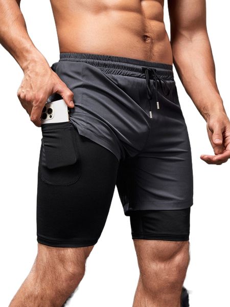 men drawstring waist 2 in 1 sports shorts with phone pocket b2ot#, White;black
men drawstring waist 2 in 1 sports shorts with phone pocket b2ot#, White;black