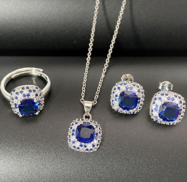 luxury blue tanzanite ring earrings chains pendant necklace 18k white gold plated sapphire diamond set, Silver
luxury blue tanzanite ring earrings chains pendant necklace 18k white gold plated sapphire diamond set, Silver