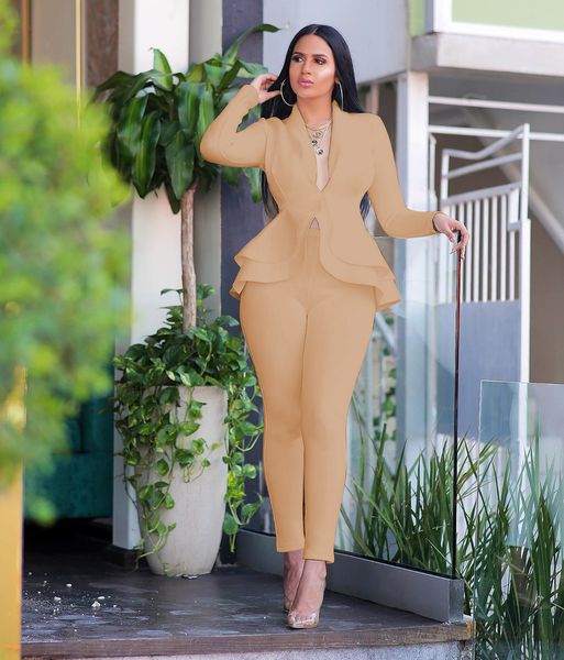 pants women winter set tracksuit full sleeve ruffles suit two piece office lady business wear aa, White;black
pants women winter set tracksuit full sleeve ruffles suit two piece office lady business wear aa, White;black