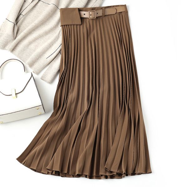 skirts autumn and winter french medium length pleated skirt brown temperament high waist solid color long d153, Black
skirts autumn and winter french medium length pleated skirt brown temperament high waist solid color long d153, Black