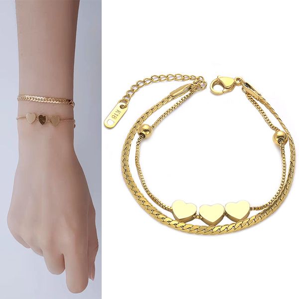 titanium steel bracelet for woman female double layer bangles heart shaped hip hop electroplating hand jewelry gold color special design pop, Black
titanium steel bracelet for woman female double layer bangles heart shaped hip hop electroplating hand jewelry gold color special design pop, Black