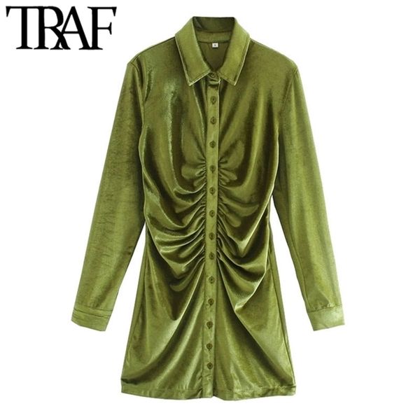 women chic fashion pleated velvet mini dress vintage long sleeve button up female dresses vestidos mujer 210507, Black;gray
women chic fashion pleated velvet mini dress vintage long sleeve button up female dresses vestidos mujer 210507, Black;gray