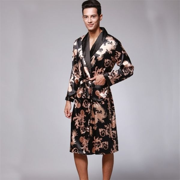ssh0127 spring autumn mens bathrobes printed male pajamas full sleeves nightwear sleepwear satin silk robe pyjama belt men robe 201109, Black;brown
ssh0127 spring autumn mens bathrobes printed male pajamas full sleeves nightwear sleepwear satin silk robe pyjama belt men robe 201109, Black;brown