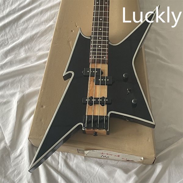 in stock shaped lightning bolt shape 4 string electric bass guitar black body white trim guitars guitarra
in stock shaped lightning bolt shape 4 string electric bass guitar black body white trim guitars guitarra