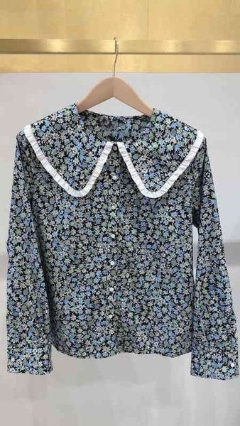 women's polos fadan family spring and summer french sweet wind doll collar printed single breasted shirt female, White
women's polos fadan family spring and summer french sweet wind doll collar printed single breasted shirt female, White