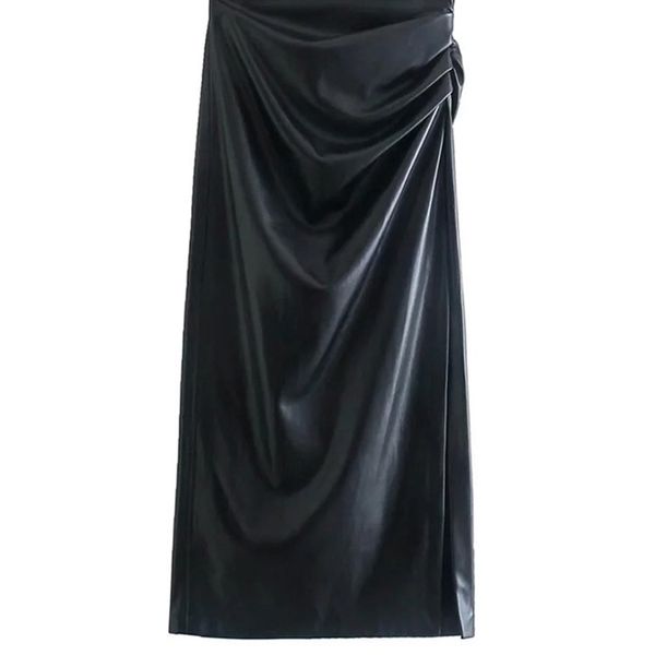 traf women fashion faux leather pleated side slit midi pencil skirt vintage high waist back zipper female skirts mujer 220322, Black
traf women fashion faux leather pleated side slit midi pencil skirt vintage high waist back zipper female skirts mujer 220322, Black
