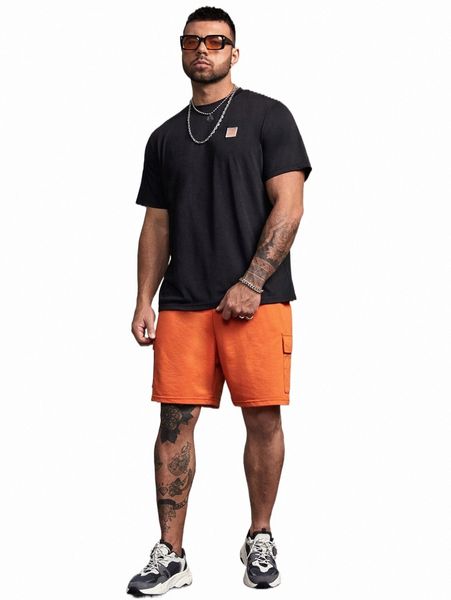 extended sizes men cartoon patched tee with flap pocket drawstring waist shorts 026o#, Gray
extended sizes men cartoon patched tee with flap pocket drawstring waist shorts 026o#, Gray