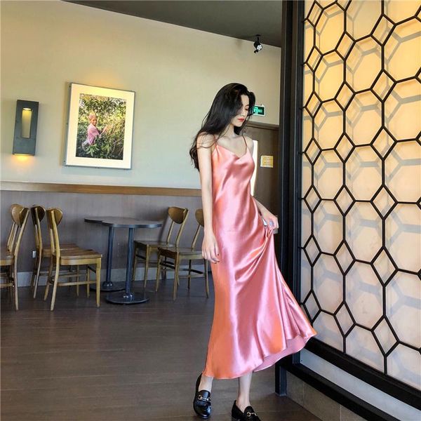 dresses casual v neck fishtail slip satin dress thin straps tank long slim camisole lady beach aa, Black;gray
dresses casual v neck fishtail slip satin dress thin straps tank long slim camisole lady beach aa, Black;gray
