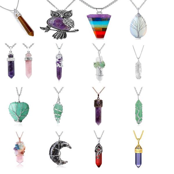 pendant necklaces retro antique brass chakra necklace hexagonal prism gemston amhzl, Silver
pendant necklaces retro antique brass chakra necklace hexagonal prism gemston amhzl, Silver