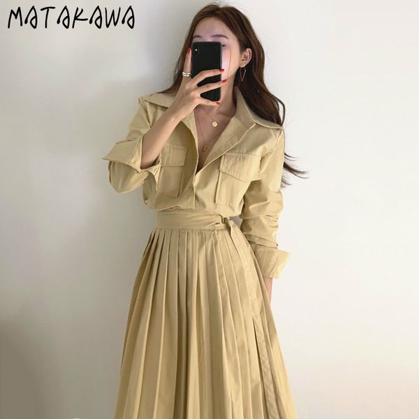 single breasted thin side strap women dress korea chic lapel dresses long sleeve tooling pleated vestidos de fiesta 210506, Black;gray
single breasted thin side strap women dress korea chic lapel dresses long sleeve tooling pleated vestidos de fiesta 210506, Black;gray