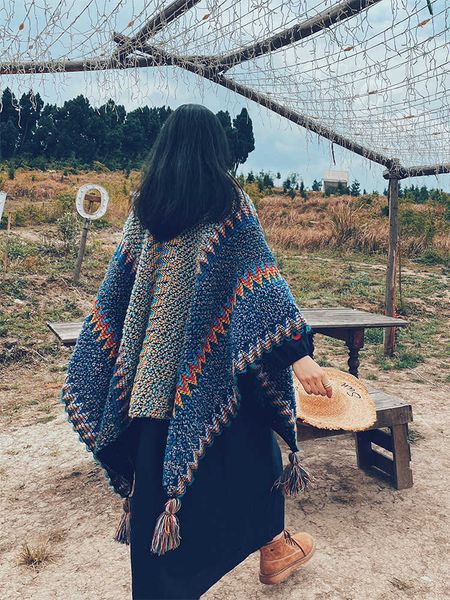 shawl s northwest ethnic style tourism wear cape knitted spring and autumn winter scarf female tibet xinjiang blanket, Blue;gray
shawl s northwest ethnic style tourism wear cape knitted spring and autumn winter scarf female tibet xinjiang blanket, Blue;gray