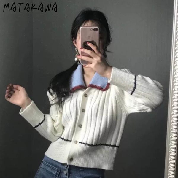 autumn korean vintage sweet patchwork color lapel collar vertical knit women sweater loose short knitted cardigan 210506, White
autumn korean vintage sweet patchwork color lapel collar vertical knit women sweater loose short knitted cardigan 210506, White