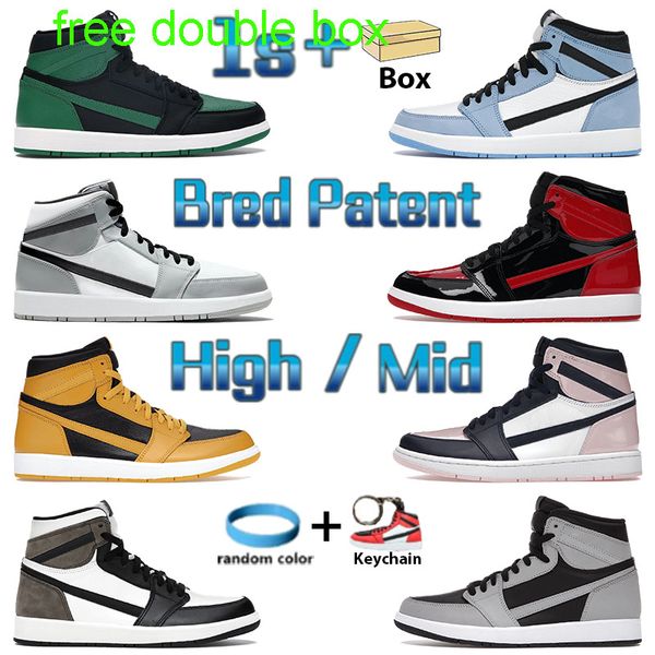 double box with box classic 1 1s sneakers high mid basketball shoes bred patent light smoke grey black white university blue shadow unc dark
double box with box classic 1 1s sneakers high mid basketball shoes bred patent light smoke grey black white university blue shadow unc dark