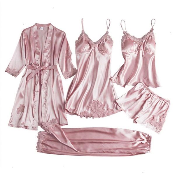 5pcs set sleepwear female pajamas satin pyjamamas lace patchwork bridal wedding nightwear rayon home wear robe, Black;red
5pcs set sleepwear female pajamas satin pyjamamas lace patchwork bridal wedding nightwear rayon home wear robe, Black;red