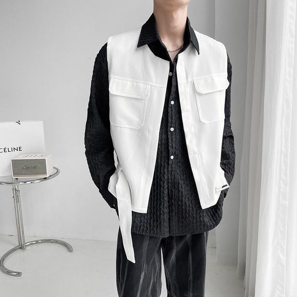 men's vests men's casual vest loose large pocket belt nightclub bar trendy male hairdresser coat, Black;white
men's vests men's casual vest loose large pocket belt nightclub bar trendy male hairdresser coat, Black;white