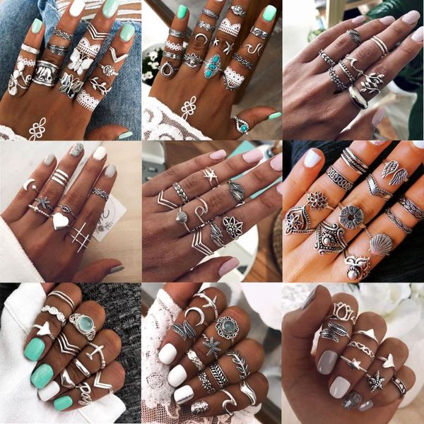 cluster rings 13 style vintage sivler lotus flowers heart sets for women men moon wave butterfly geoemtric wedding ring anillo, Golden;silver
cluster rings 13 style vintage sivler lotus flowers heart sets for women men moon wave butterfly geoemtric wedding ring anillo, Golden;silver