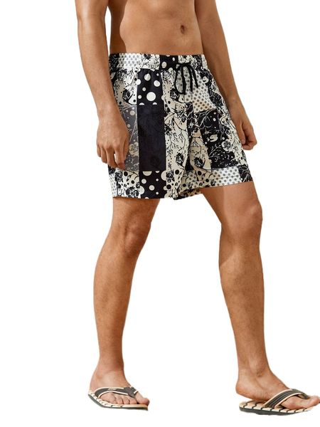 men patchwork print drawstring waist shorts s89v#, White;black
men patchwork print drawstring waist shorts s89v#, White;black