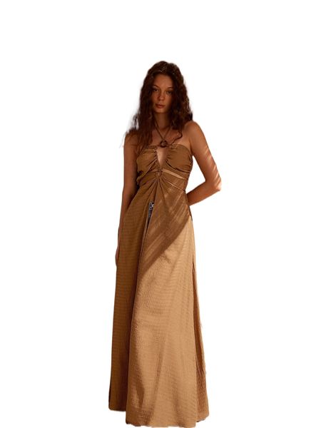 o-ring cut-out tied backless longline d38a#, White
