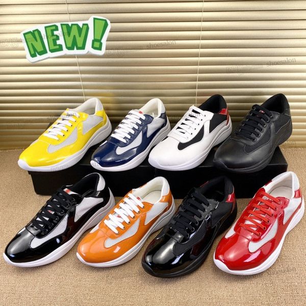 americas cup sneakers casual shoes luxury designer men classics patent leather nylon upper rubber yellow high-low outdoor walking tongue pra, Black
americas cup sneakers casual shoes luxury designer men classics patent leather nylon upper rubber yellow high-low outdoor walking tongue pra, Black