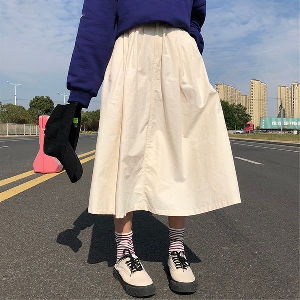 2 colors midi skirt women solid color long skirts female vintage style elastic waist high waist a line skirts womens lj201029, Black;gray
2 colors midi skirt women solid color long skirts female vintage style elastic waist high waist a line skirts womens lj201029, Black;gray