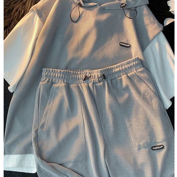 summer men's large size sports suit breathable casual wear wild high street chic fake two-piece casual t-shirt and simple shorts 0622, Gray
summer men's large size sports suit breathable casual wear wild high street chic fake two-piece casual t-shirt and simple shorts 0622, Gray