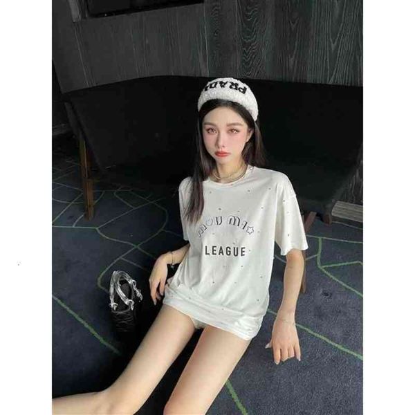 women's t-shirt chaopai spring and summer full diamond nail bead letter printing short sleeve women's fashionable loose round neck, White
women's t-shirt chaopai spring and summer full diamond nail bead letter printing short sleeve women's fashionable loose round neck, White