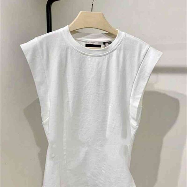 women's t-shirt niche trend spring summer round neck cotton sleeveless ridge back hollow split vest women, White
women's t-shirt niche trend spring summer round neck cotton sleeveless ridge back hollow split vest women, White