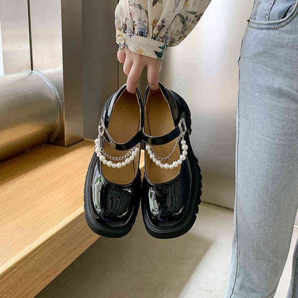 hbp dress shoes mary jane leather shoes women thick soled heeled sandals pearl chain high heels 220726, Black
hbp dress shoes mary jane leather shoes women thick soled heeled sandals pearl chain high heels 220726, Black