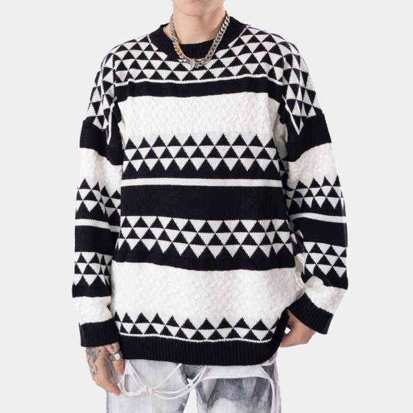 2021 korean fashion stylish plaid men oversize knitted sweater round neck casual couples knitwear women kpop pullover pull homme t220730, White;black
2021 korean fashion stylish plaid men oversize knitted sweater round neck casual couples knitwear women kpop pullover pull homme t220730, White;black