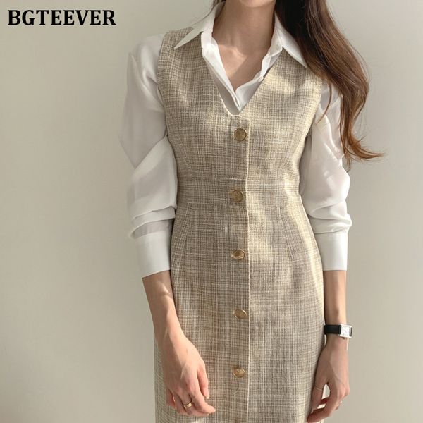 bgteever autumn elegant two pieces women set long sleeve white shirt blouse & v-neck single-breasted sleeveless plaid midi d, Black;gray
bgteever autumn elegant two pieces women set long sleeve white shirt blouse & v-neck single-breasted sleeveless plaid midi d, Black;gray