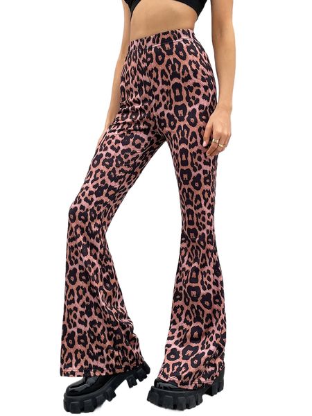 leopard print high waist flare leg pants n26n#, Black;white
leopard print high waist flare leg pants n26n#, Black;white