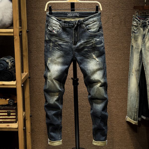 men's jeans designer gray elastic hole spring and autumn jeans men's fashion brand small foot pants q5ru, Blue
men's jeans designer gray elastic hole spring and autumn jeans men's fashion brand small foot pants q5ru, Blue