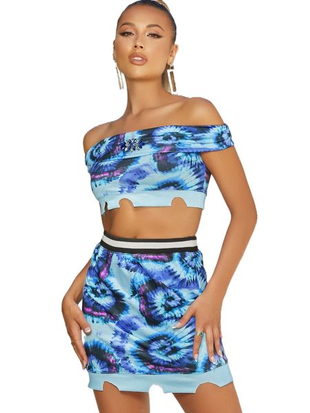 x ji yeon lee tie dye off shoulder rhinestone detail ripped hem crop & skirt set i1h9#, White
x ji yeon lee tie dye off shoulder rhinestone detail ripped hem crop & skirt set i1h9#, White