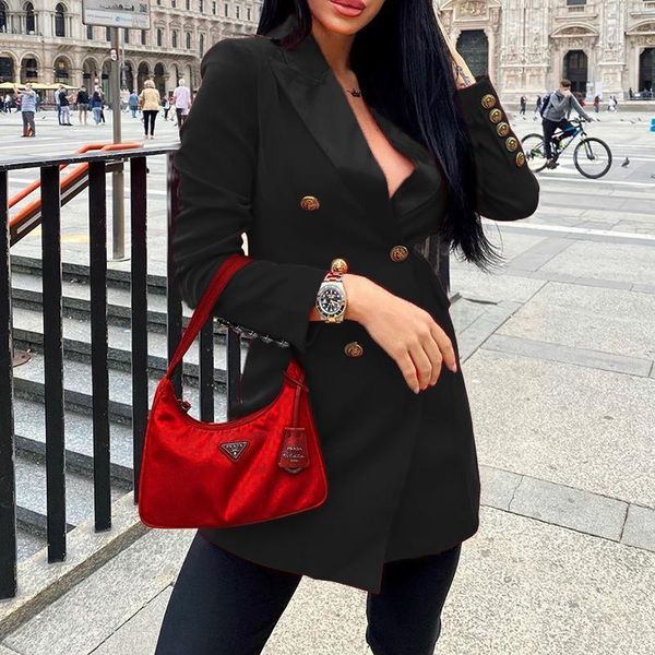 women's suits & blazers autumn women blazer office suit mid long double breasted lapel neck sleeve jacket coat for female ladies, White;black
women's suits & blazers autumn women blazer office suit mid long double breasted lapel neck sleeve jacket coat for female ladies, White;black