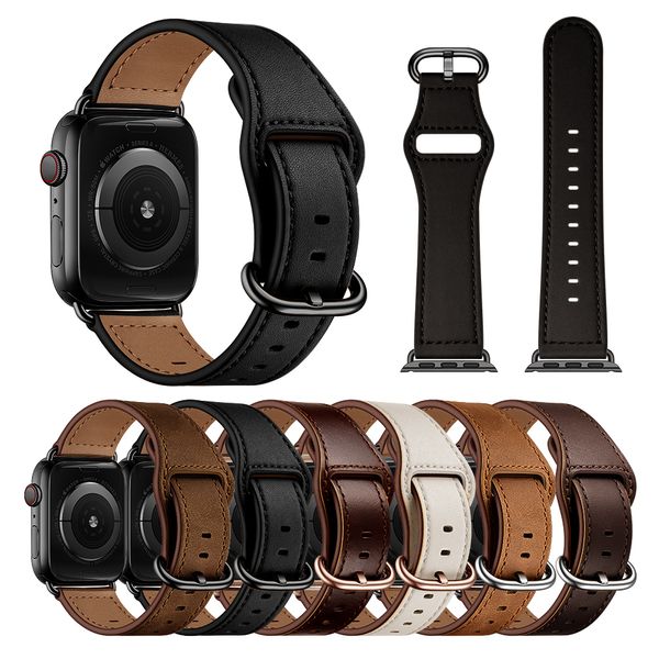 

Designer Watchbands For Smart Apple Watch Strap Bands Watchband Smartwatch Iwatch Series 1 to 7 S7 SE Genuine Cow Leather Band 38MM 40MM 41MM 45MM Smart Watches Straps