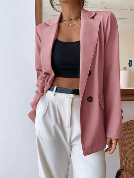 double button lapel collar blazer t1uq#, White