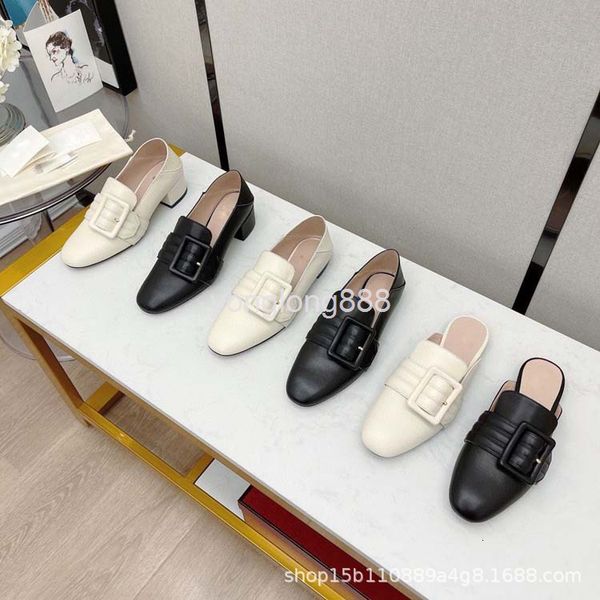 dress shoes square button square head baotou slippers women's spring leather flat bottom, fashionable and versatile muller shoes for ou, Black
dress shoes square button square head baotou slippers women's spring leather flat bottom, fashionable and versatile muller shoes for ou, Black