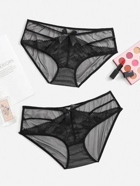 2pack plus bow decor mesh panty w4el#, Black;white
2pack plus bow decor mesh panty w4el#, Black;white
