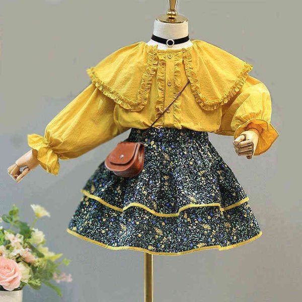 2021 fall autumn new girl sets children's clothing lace edge big lapel shirt long sleeves plus floral skirt 2pcs casual outfits aa22031, White
2021 fall autumn new girl sets children's clothing lace edge big lapel shirt long sleeves plus floral skirt 2pcs casual outfits aa22031, White