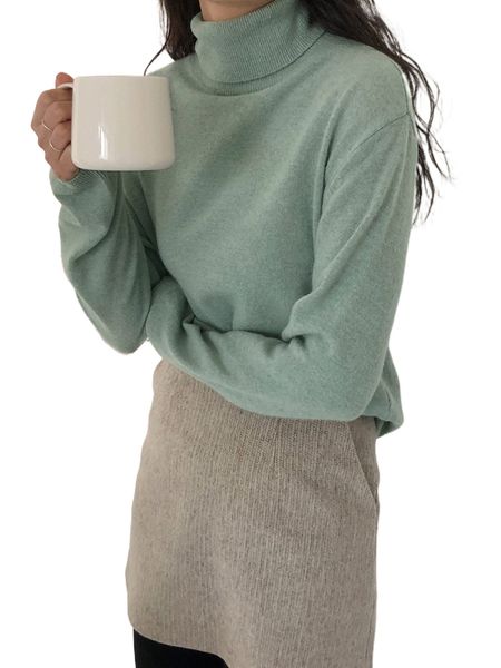 dazy turtleneck drop shoulder sweater w1r3#, White;black