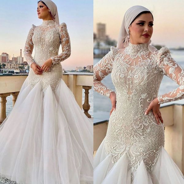 exquisite high neck mermaid wedding dress beads sequined lace arabic full sleeve trumpet bridal gowns robe de soiree, White
exquisite high neck mermaid wedding dress beads sequined lace arabic full sleeve trumpet bridal gowns robe de soiree, White