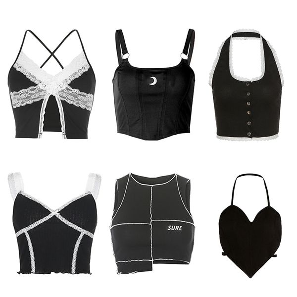 black corset cute spaghetti strap crop fashion high street summer women cami 90s y2k aesthetic camisole 220607, White
black corset cute spaghetti strap crop fashion high street summer women cami 90s y2k aesthetic camisole 220607, White