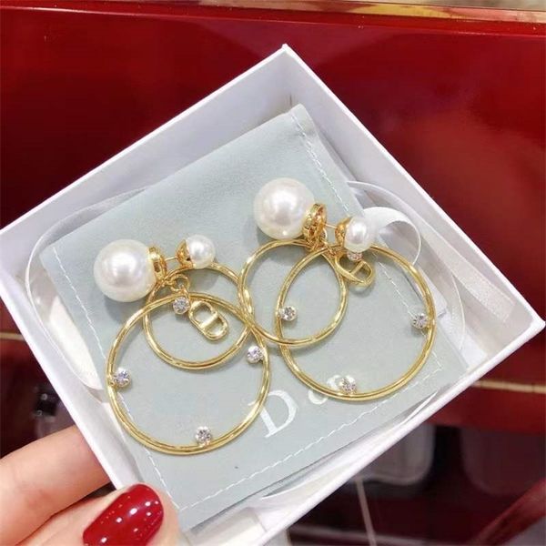 50% off online high version earrings female letter circle size pearl light luxury fashion earrings, Golden 
50% off online high version earrings female letter circle size pearl light luxury fashion earrings, Golden