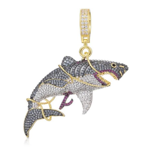 hip hop 5a cz stone paved bling iced out tied shark animal pendants necklace for men rapper jewelry gift, Silver
hip hop 5a cz stone paved bling iced out tied shark animal pendants necklace for men rapper jewelry gift, Silver
