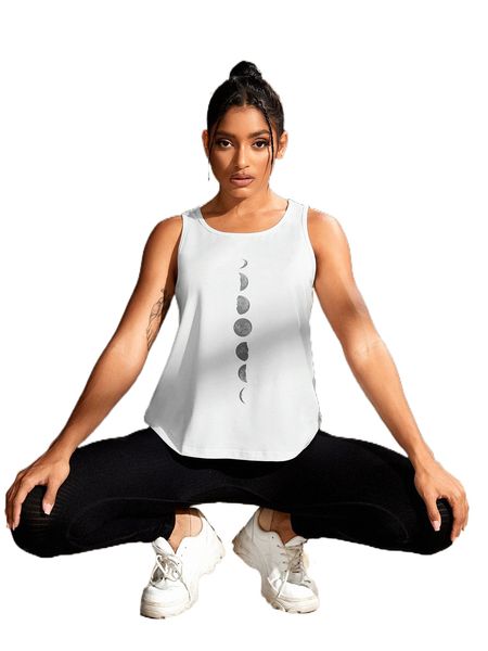 softness moon print sports tank v28x#, Gray
