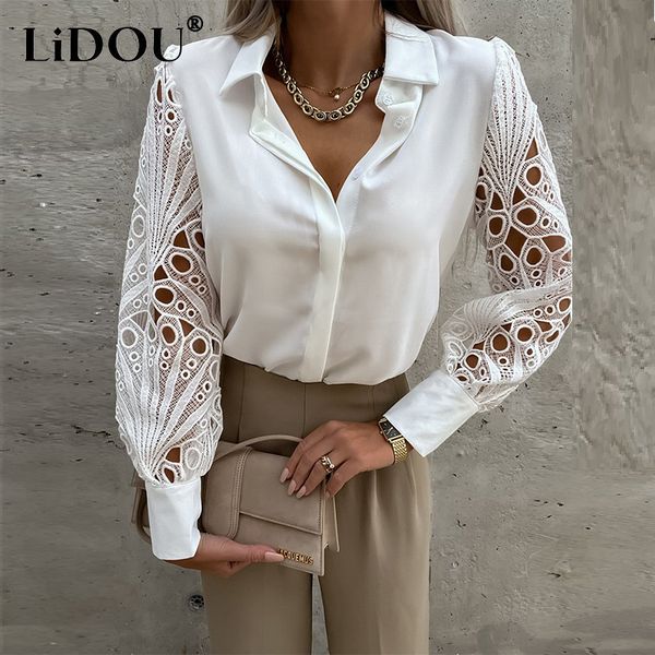 summer casual fashion solid lace patchwork long sleeve shirt female lapel single breasted loose blouse hipster streetwear 220809, White
summer casual fashion solid lace patchwork long sleeve shirt female lapel single breasted loose blouse hipster streetwear 220809, White
